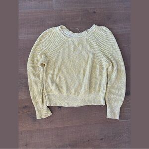 free people linen blend knit light yellow pullover sweater